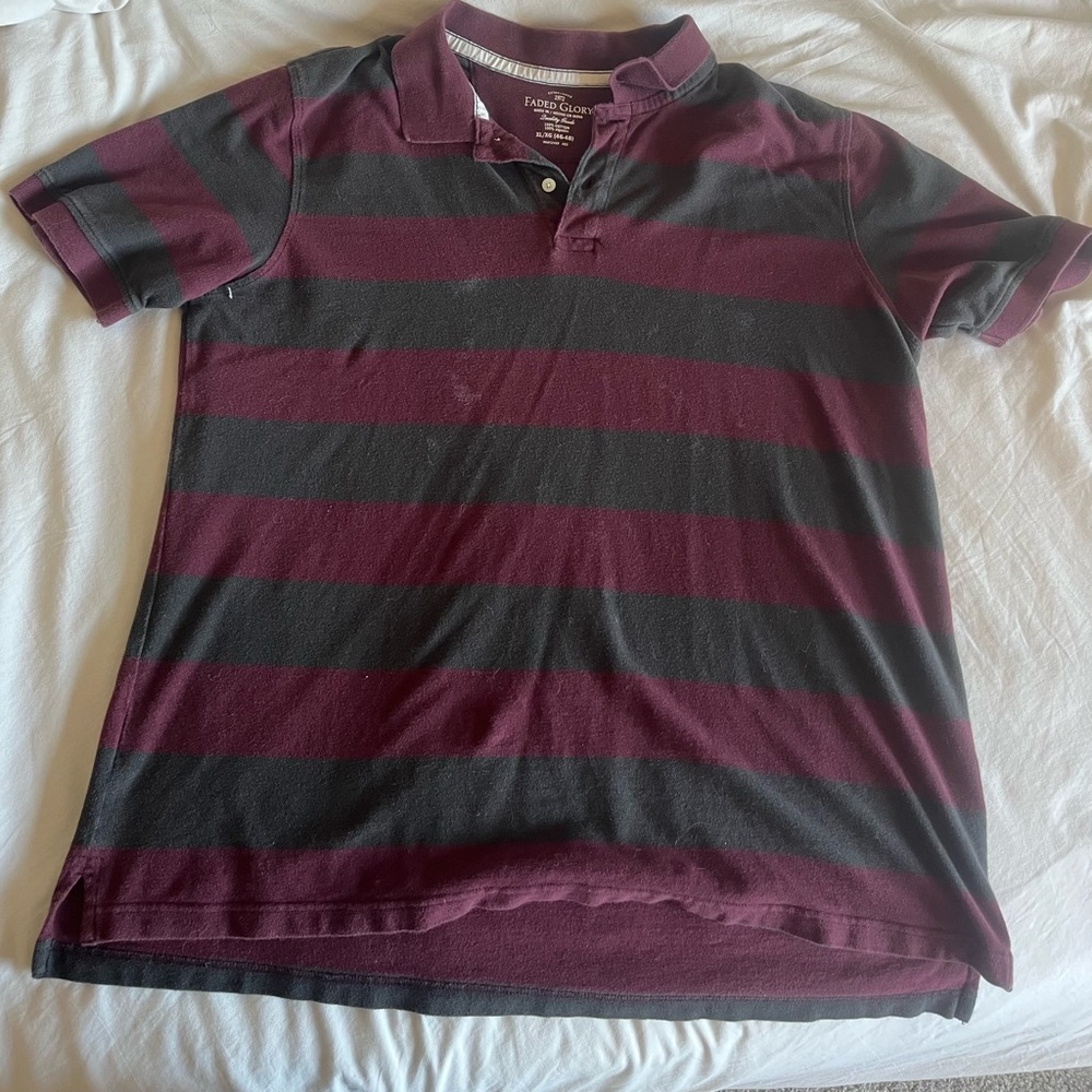 Red and Dark Grey Striped Polo